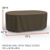 Photo de Oval Table Covers 72 in Long - StormBlock™ Platinum Black and Tan Weave