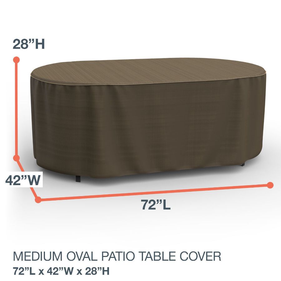 Picture of Oval Table Covers 72 in Long - StormBlock™ Platinum Black and Tan Weave