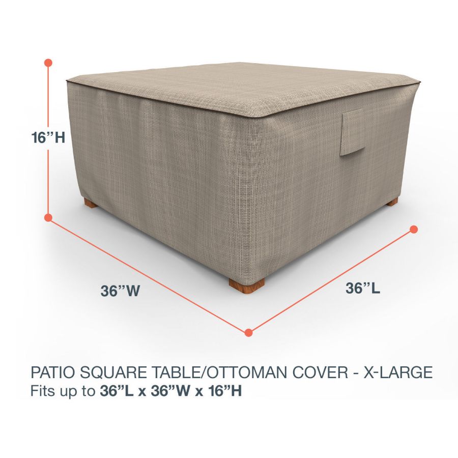 Photo de 36" Square Outdoor Side Table/Ottoman Cover - StormBlock™ Signature Black Ivory