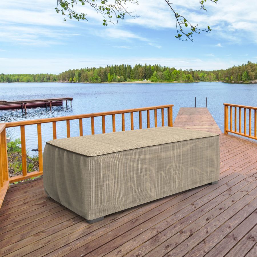 Photo de Large Outdoor Ottoman/Coffee Table Cover - StormBlock™ Signature Black Ivory