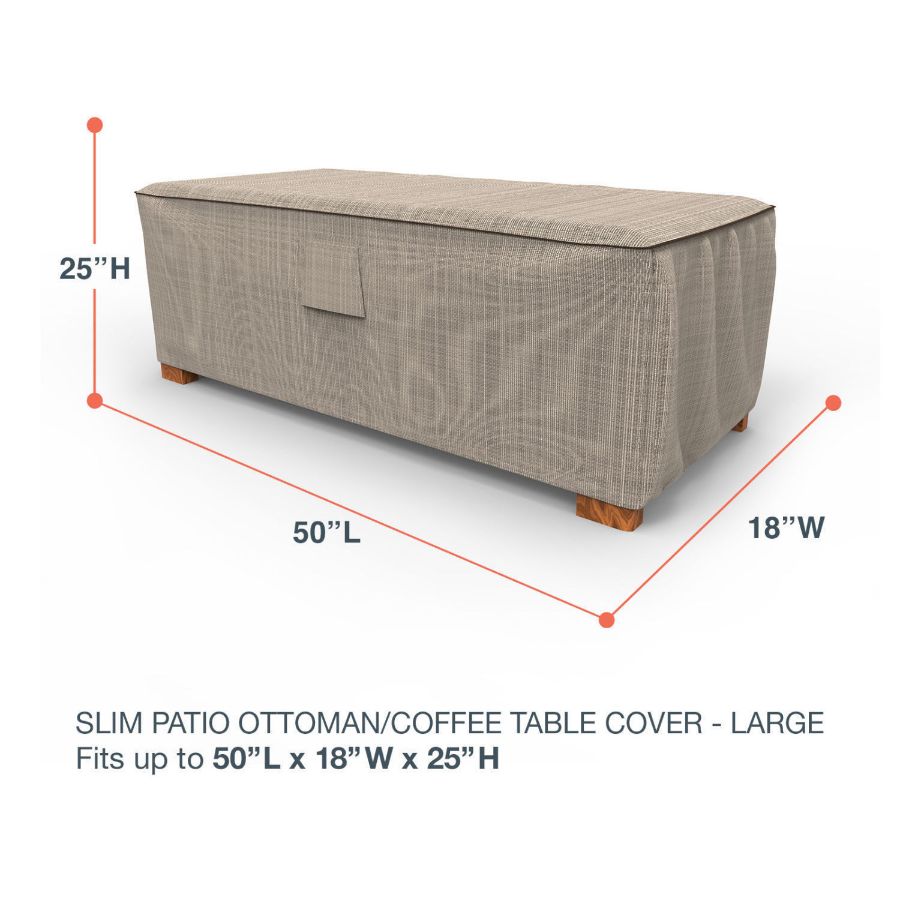 Picture of Large Slim Outdoor Ottoman/Coffee Table Cover - StormBlock™ Signature Black Ivory