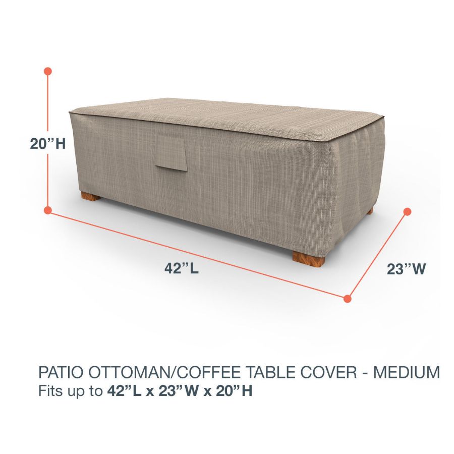 Picture of Medium Outdoor Ottoman/Coffee Table Cover - StormBlock™ Signature Black Ivory