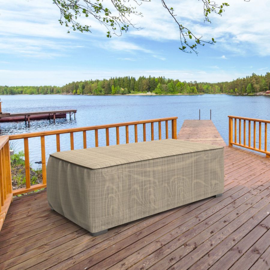 Picture of Outdoor Ottoman Cover - StormBlock™ Signature Black Ivory