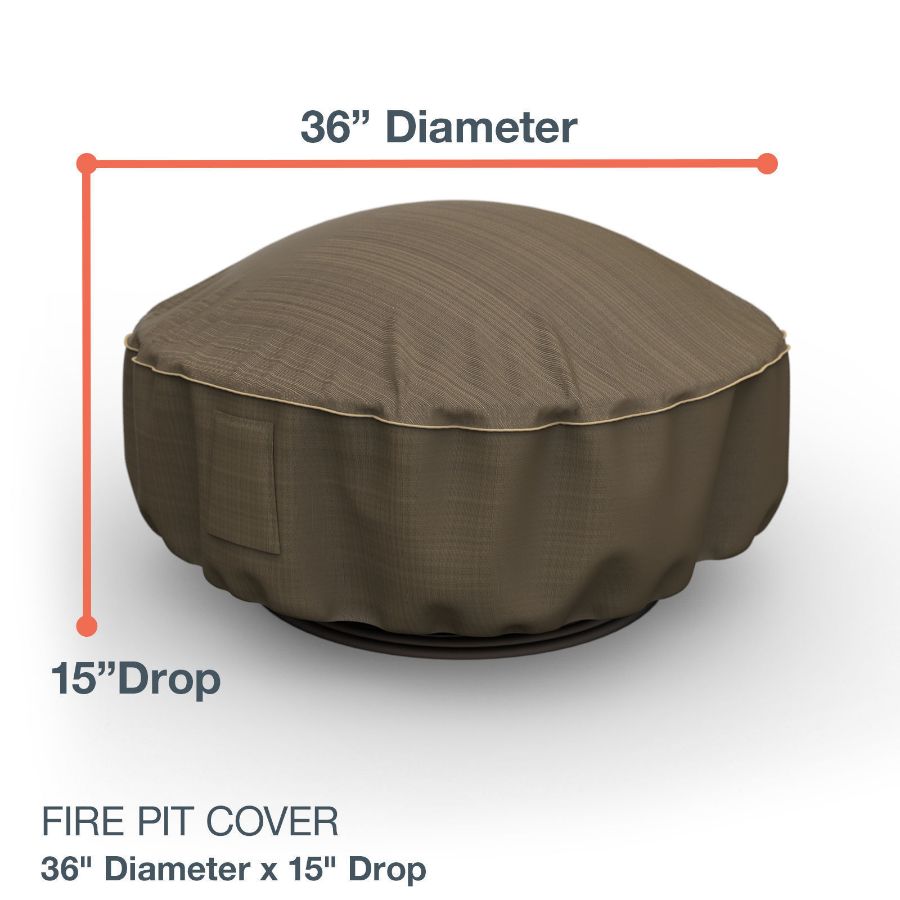 Photo de 36 in Diameter Fire Pit Covers - StormBlock™ Platinum Black and Tan Weave