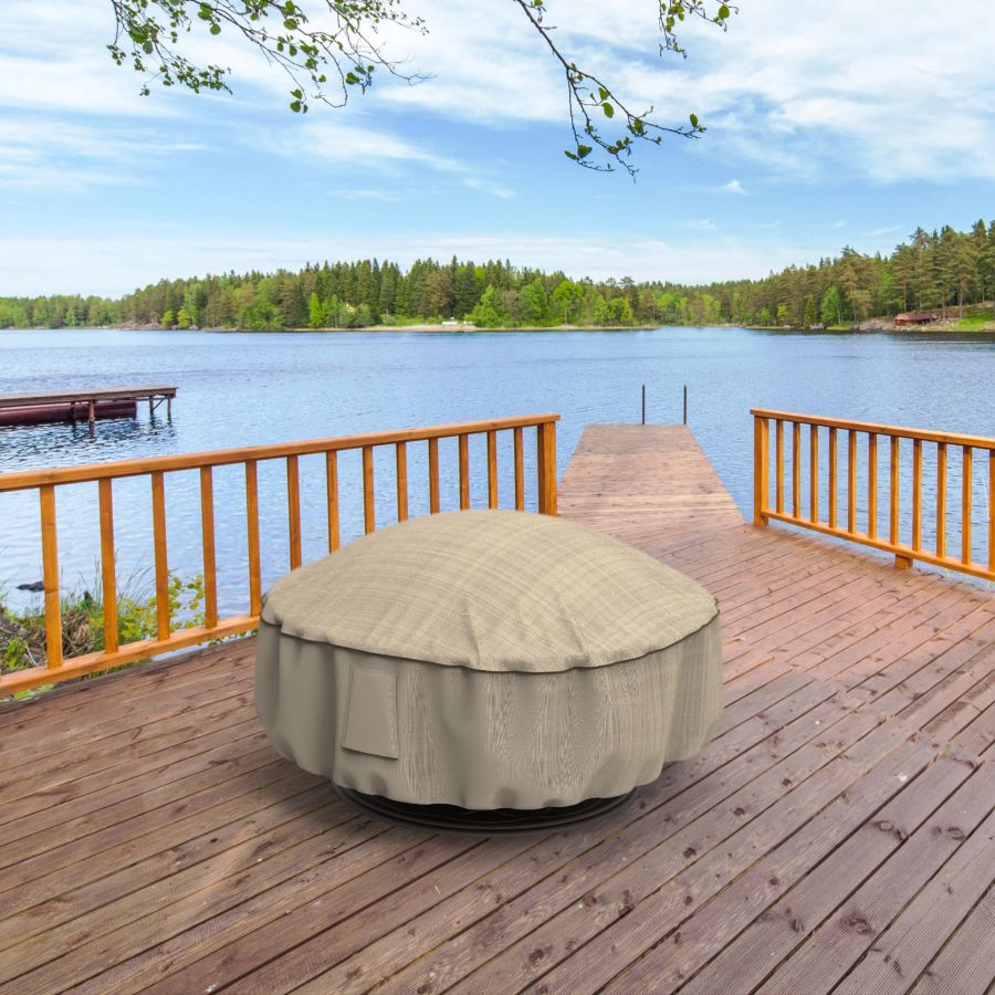 Picture of 36 in Diameter Fire Pit Covers - StormBlock™ Signature Black Ivory