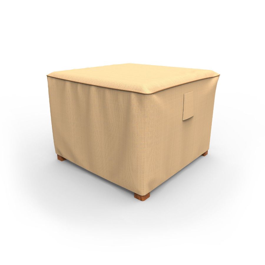 Photo de 22" Square Outdoor Side Table/Ottoman Cover - StormBlock™ Signature Tan