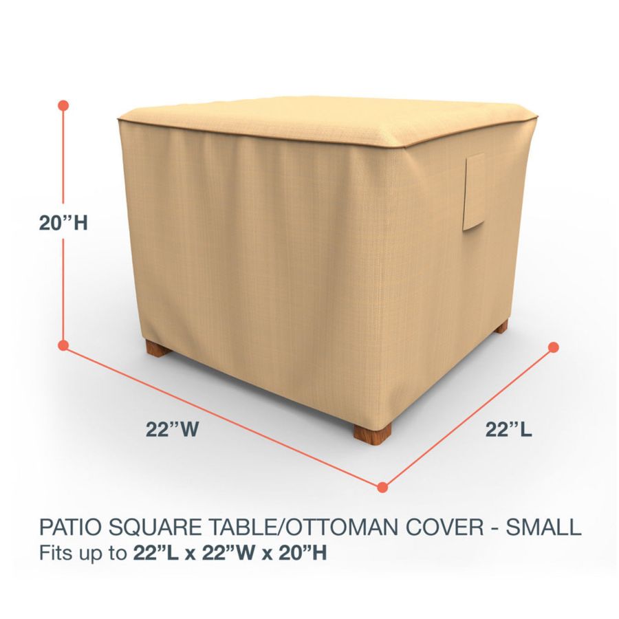 Photo de 22" Square Outdoor Side Table/Ottoman Cover - StormBlock™ Signature Tan