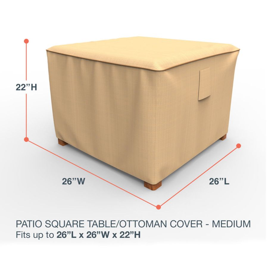 Photo de 26" Square Outdoor Side Table/Ottoman Cover - StormBlock™ Signature Tan