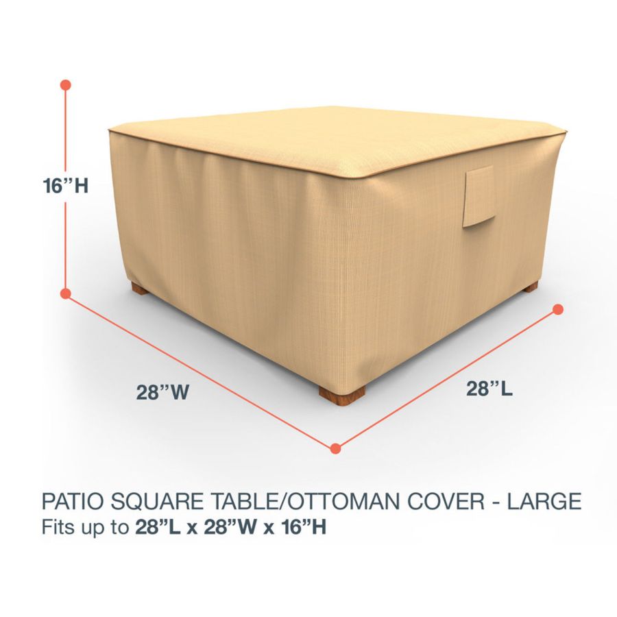 Photo de 28" Square Outdoor Side Table/Ottoman Cover - StormBlock™ Signature Tan