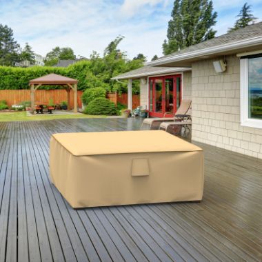 Picture of Square Outdoor Side Table/Ottoman Cover - StormBlock™ Signature Tan