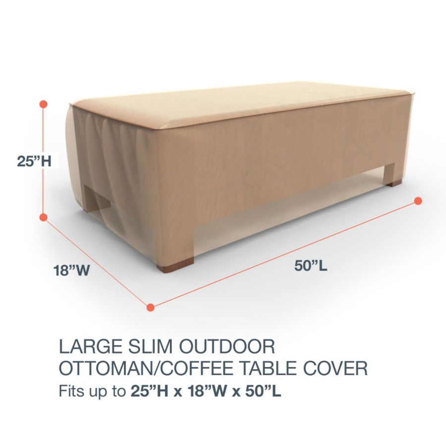 Picture of Large Slim Outdoor Ottoman/Coffee Table Cover - StormBlock™ Signature Tan