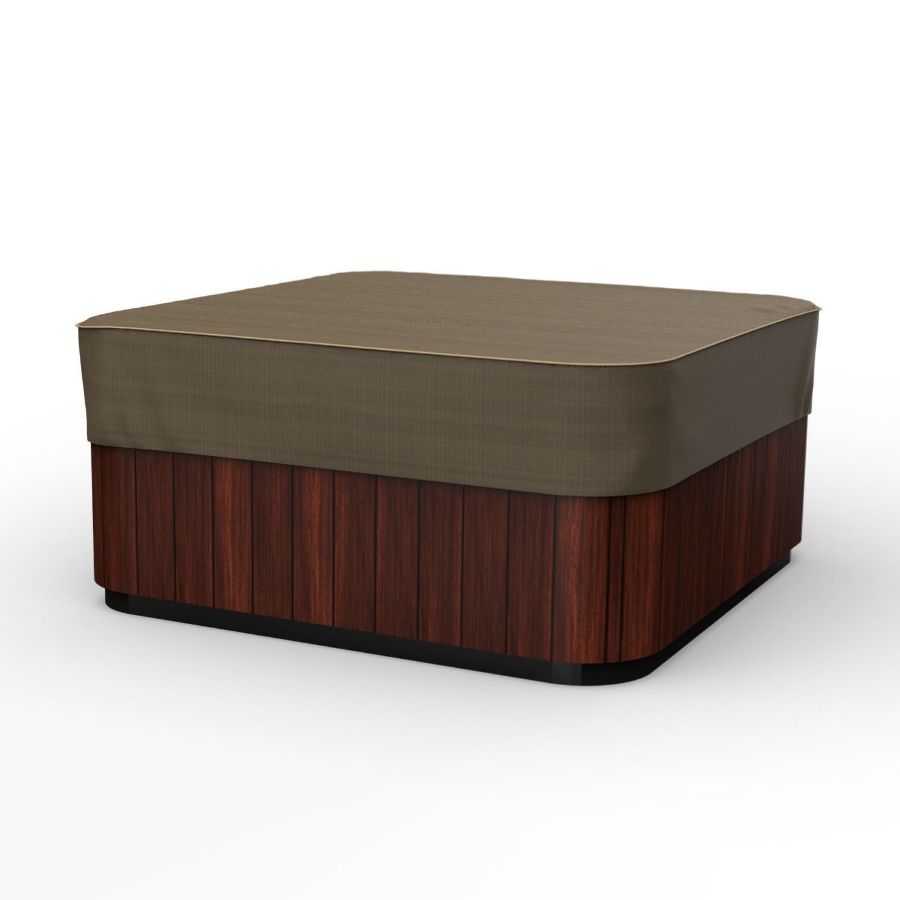 Photo de Square Hot Tub Covers - StormBlock™ Platinum Black and Tan Weave