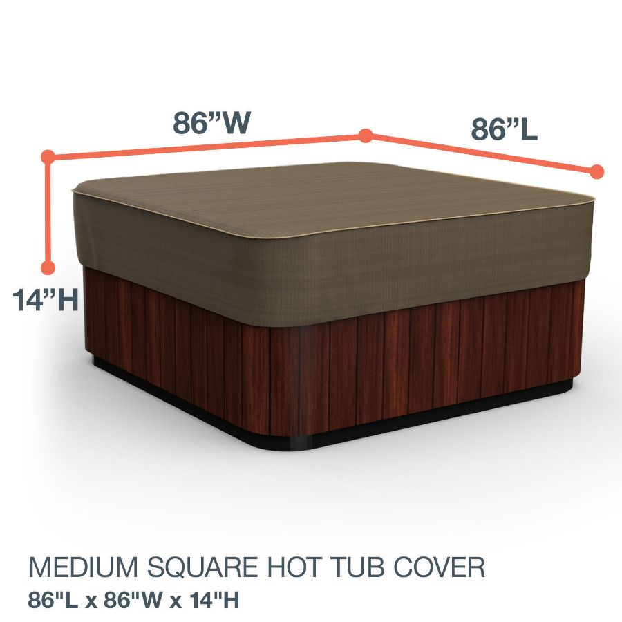 Photo de 86 in Wide Square Hot Tub Covers Cap - StormBlock™ Platinum Black and Tan Weave