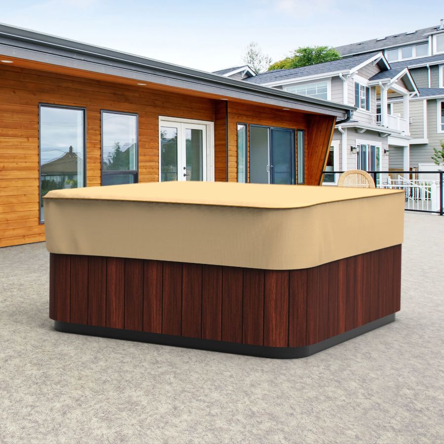 Photo de Square Hot Tub Covers - StormBlock™ Signature Tan