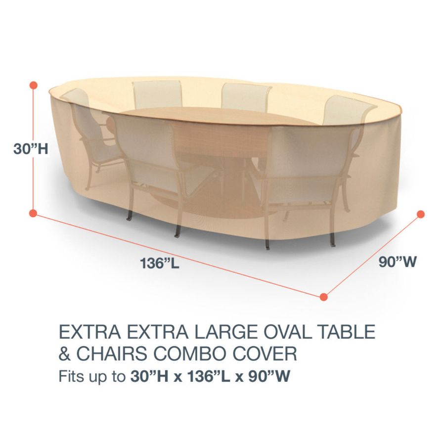 Photo de Extra Extra Large Oval Table and Chairs Combo Covers - StormBlock™ Signature Tan