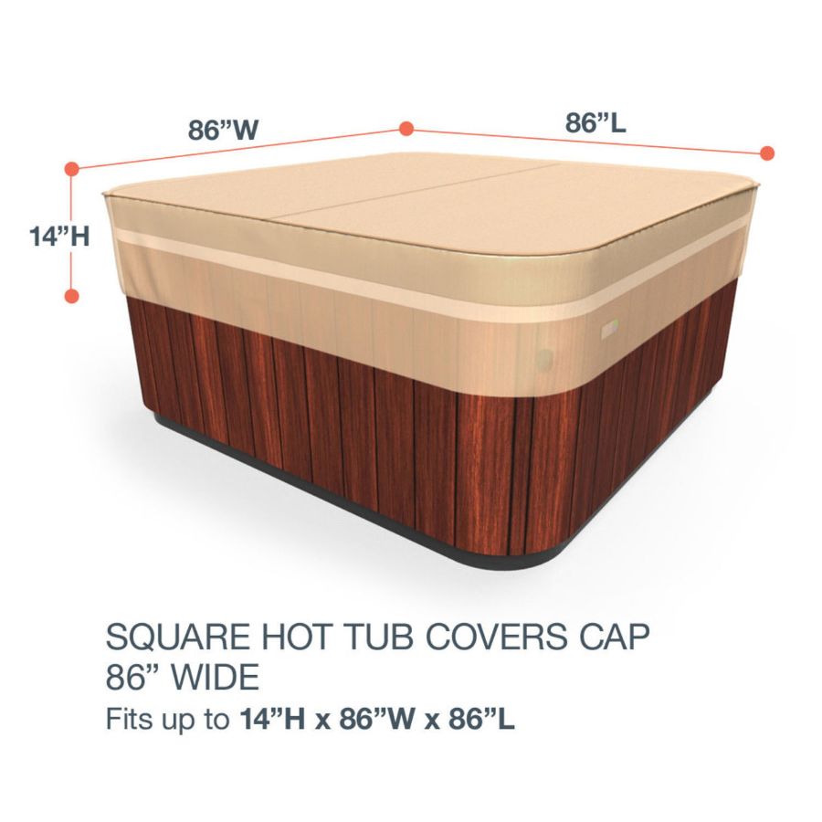 Photo de 86 in Wide Square Hot Tub Covers Cap - StormBlock™ Signature Tan