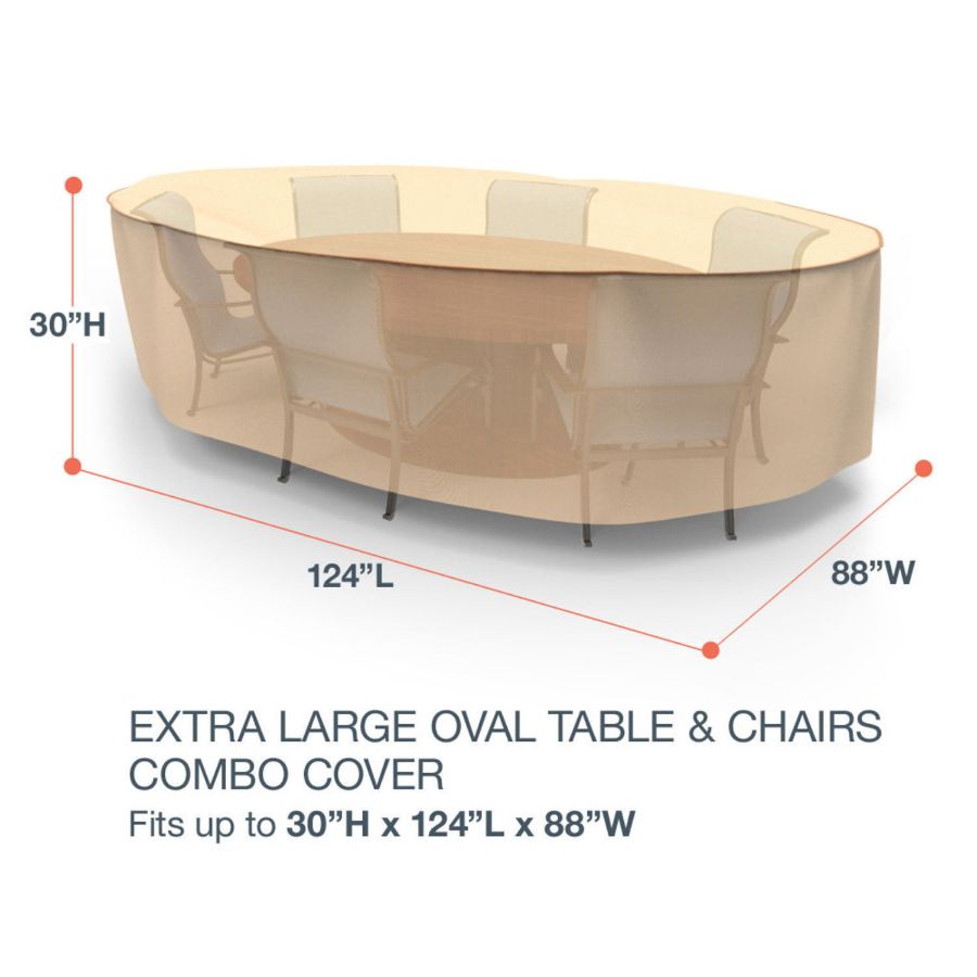 Picture of Extra Large Oval Table and Chairs Combo Covers - StormBlock™ Signature Tan