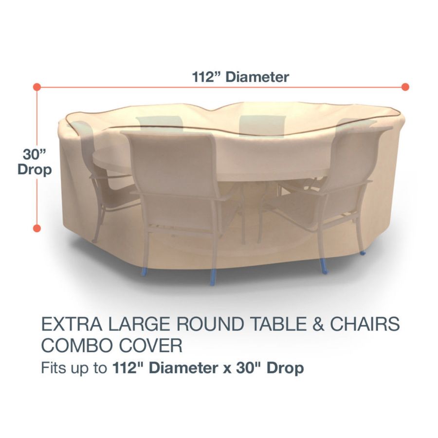 Picture of Extra Large Round Table and Chairs Combo Covers - StormBlock™ Signature Tan