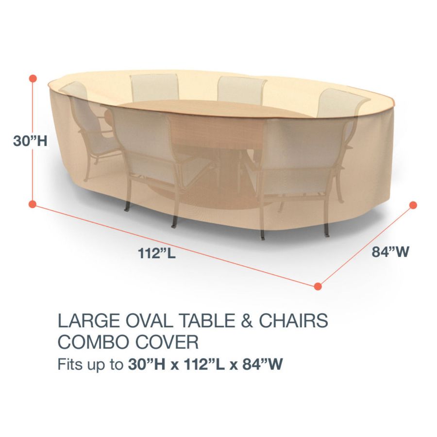 Picture of Large Oval Table and Chairs Combo Covers - StormBlock™ Signature Tan