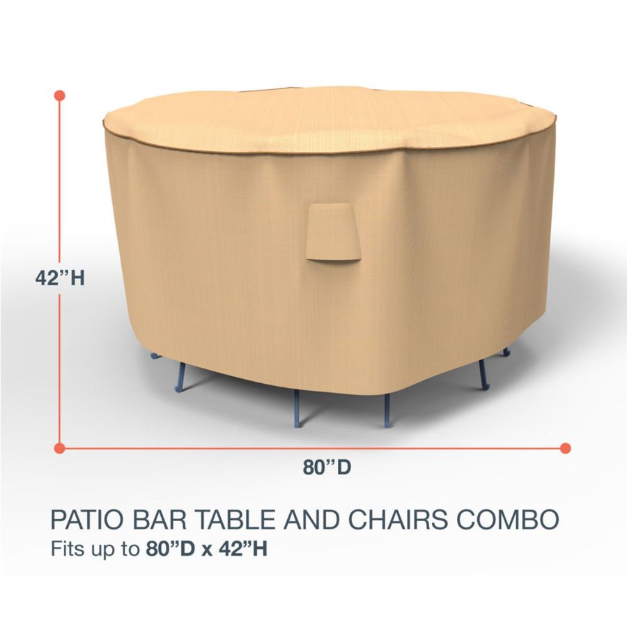 Photo de Medium Bar Table and Chairs Combo Covers 80 in Diameter - StormBlock™ Signature Tan