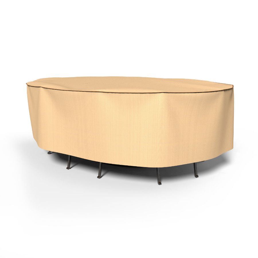 Photo de Medium Oval Table and Chairs Combo Covers - StormBlock™ Signature Tan