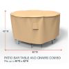 Photo de Small Bar Table and Chairs Combo Covers 60 in Diameter - StormBlock™ Signature Tan