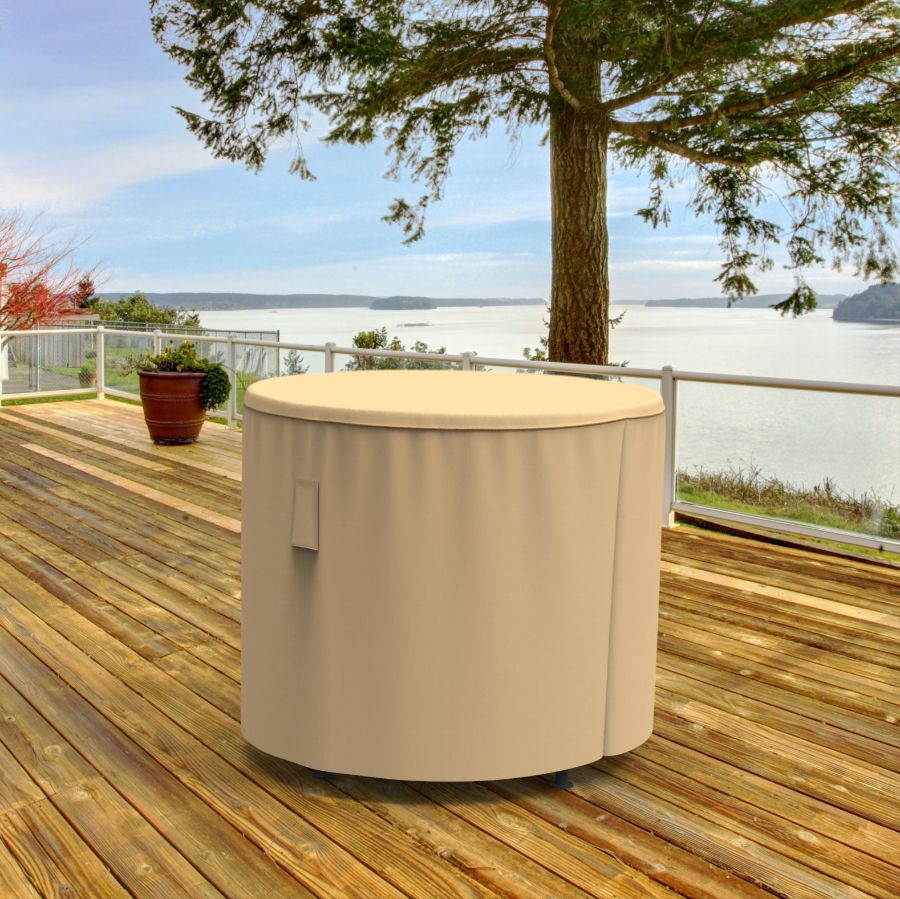 Photo de 26" Round Outdoor Side Table Cover - StormBlock™ Signature Tan