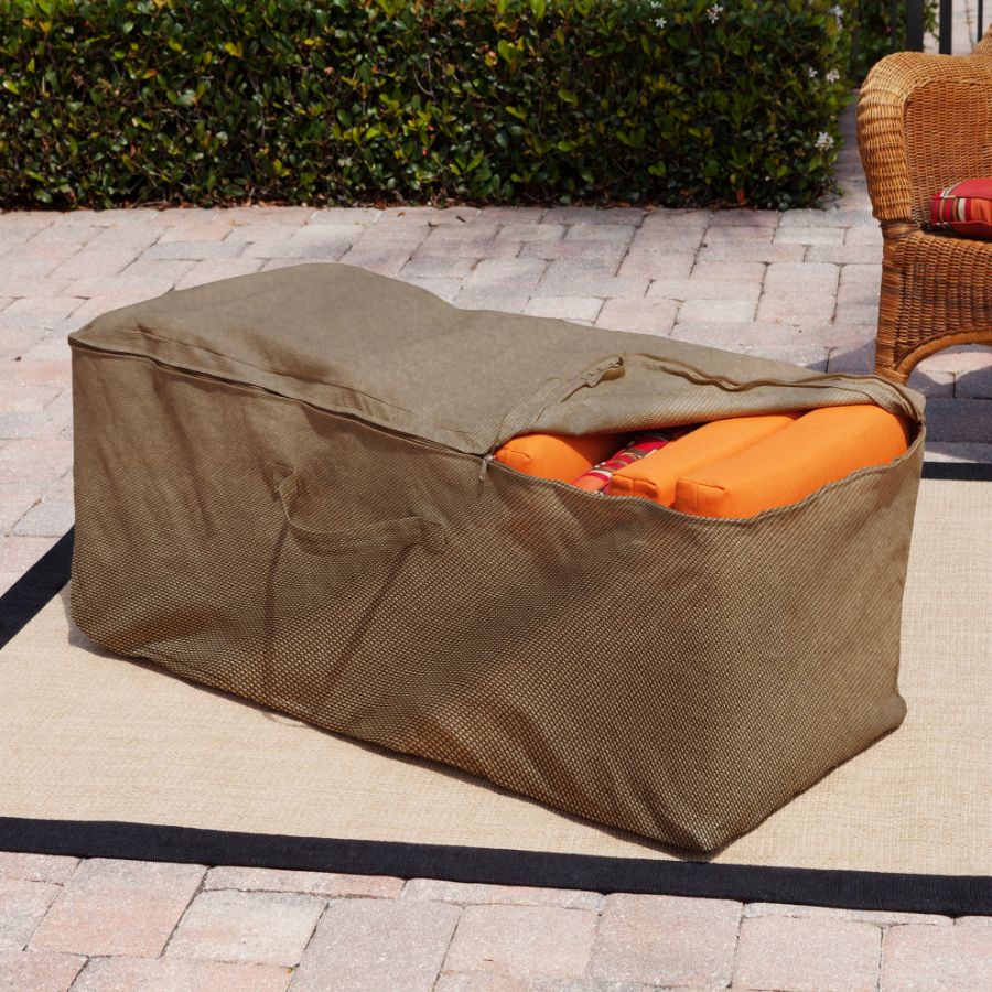 Picture of Patio Cushion Storage Bag - StormBlock™ Platinum Black and Tan Weave