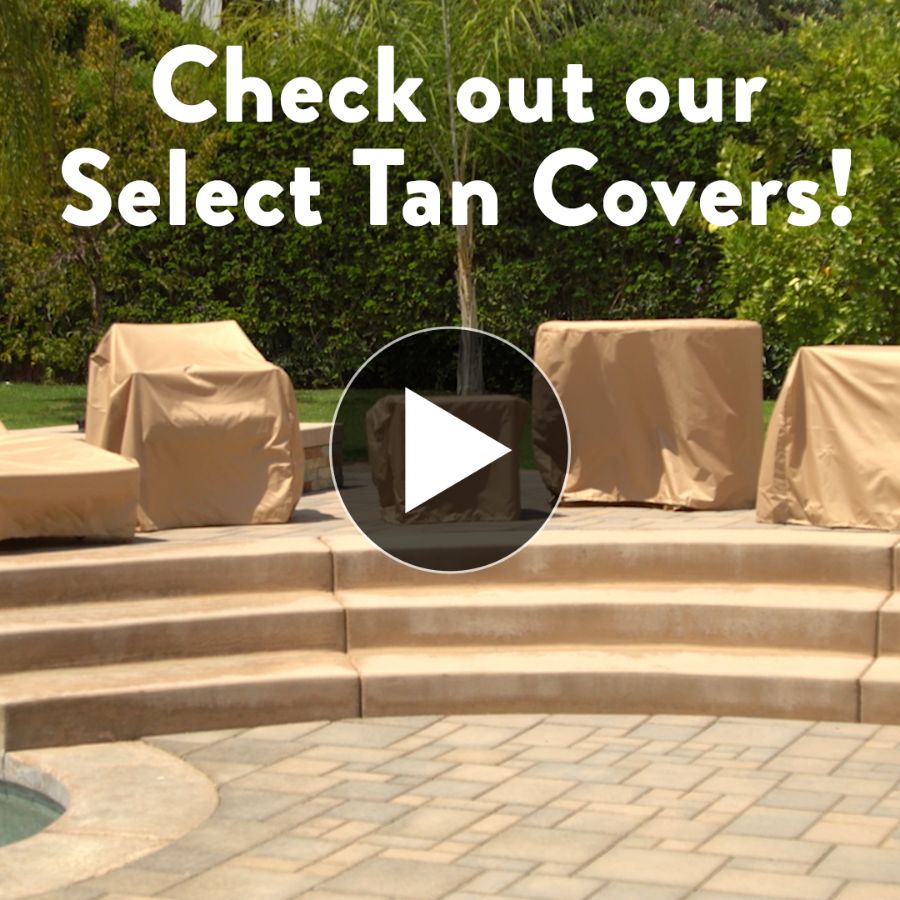 Photo de Large Slim Outdoor Ottoman/Coffee Table Cover - Select Tan