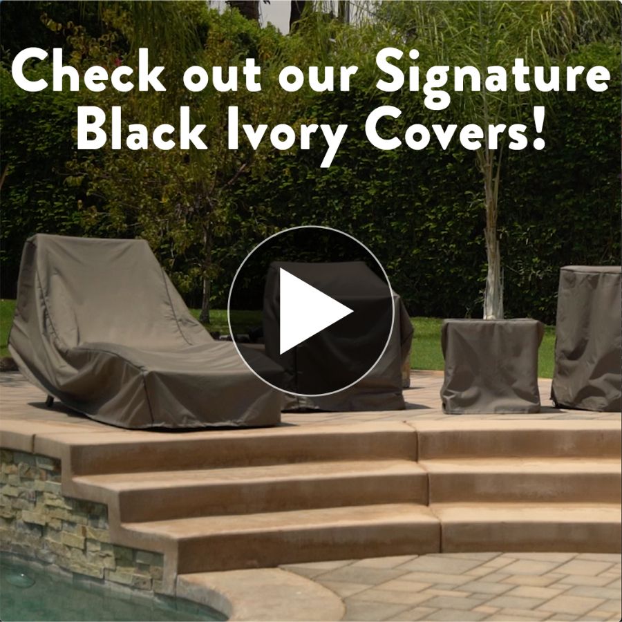 Photo de Stack of Chairs Covers / Barstool Covers 49 in High - StormBlock™ Signature Black Ivory