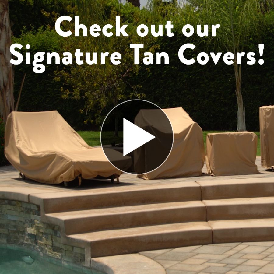 Photo de Oval Table and Chairs Combo Covers - StormBlock™ Signature Tan