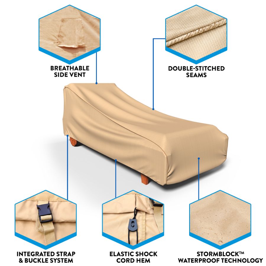 Picture of Outdoor Chaise Lounge Cover - StormBlock™ Signature Tan