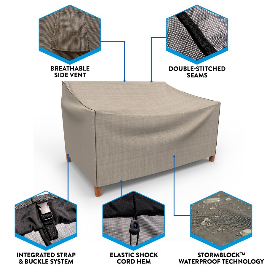 Photo de Outdoor Loveseat Cover - StormBlock™ Signature Black Ivory