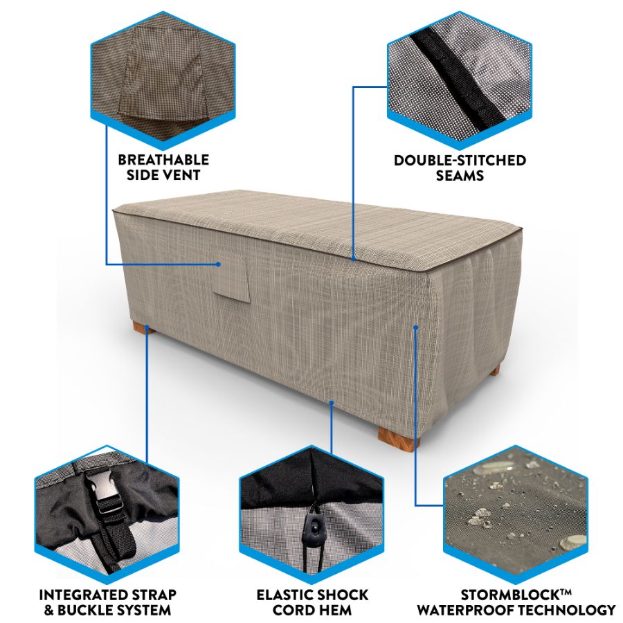 Photo de Outdoor Ottoman/Coffee Table Cover - StormBlock™ Signature Black Ivory