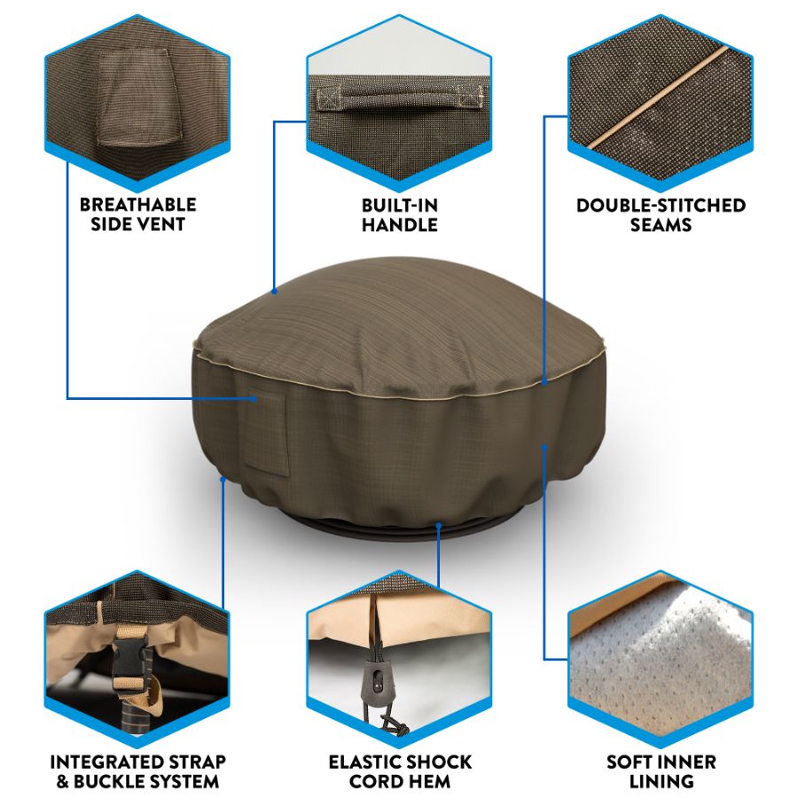 Photo de Fire Pit Covers - StormBlock™ Platinum Black and Tan Weave