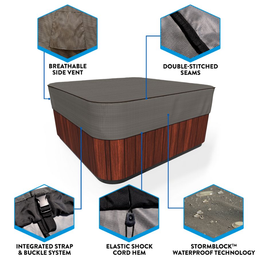 Photo de Square Hot Tub Covers - StormBlock™ Signature Black Ivory