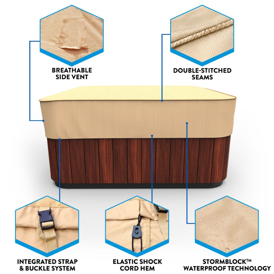 Picture of Square Hot Tub Covers - StormBlock™ Signature Tan